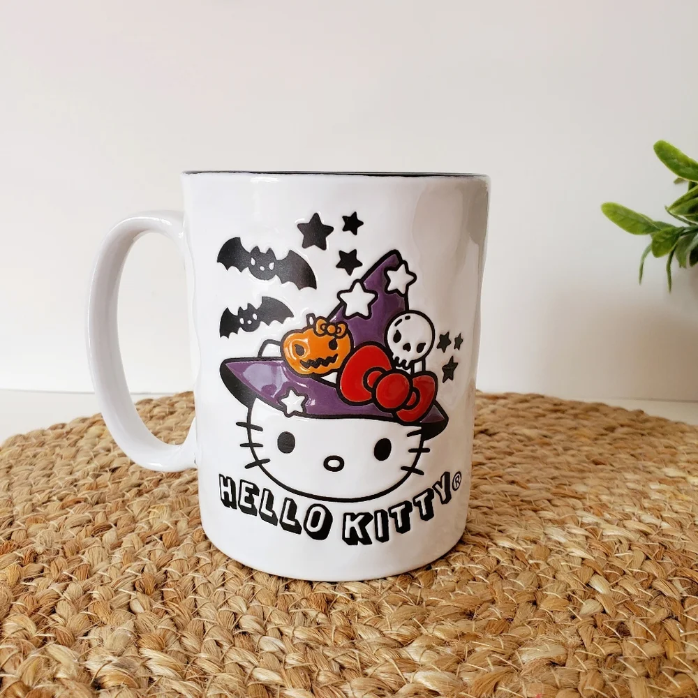 Hello Kitty Sanrio Halloween Pumpkin And Skull 17 Oz Ceramic Cofffee Mug